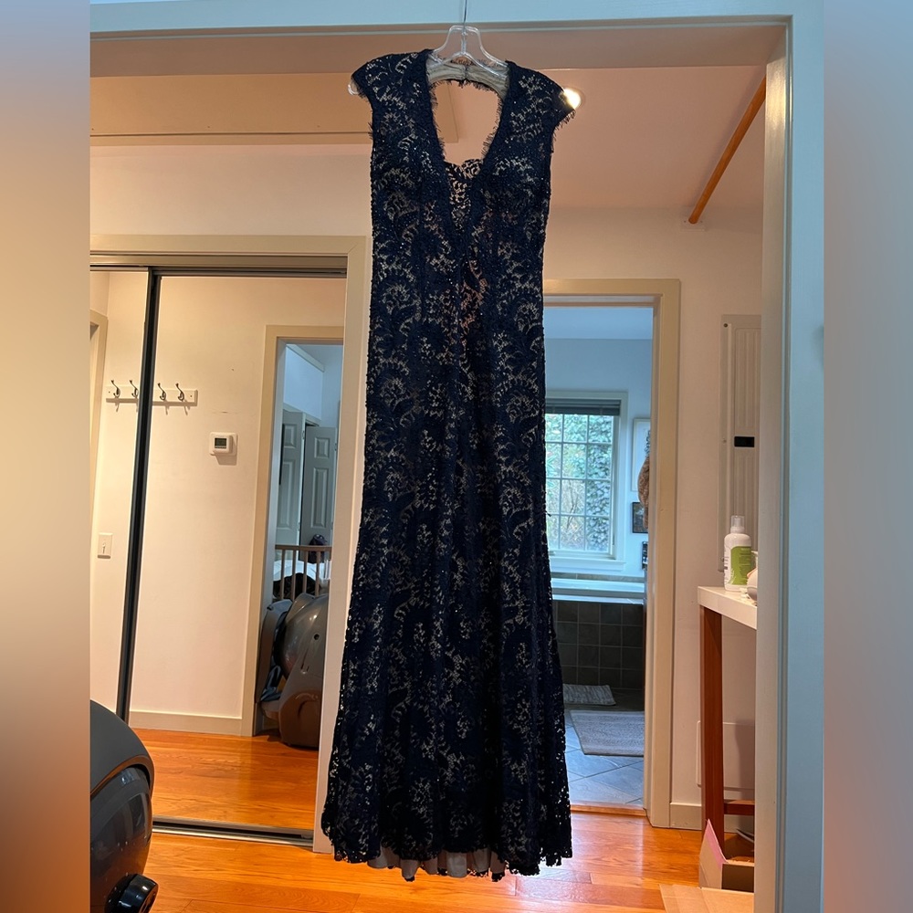 Jovani Black Lace and Rhinestone Gown with liner size 4